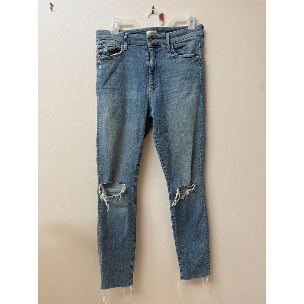 MOTHER Slim-Cut Distressed Raw Hem Ankle Crop Jeans Size 29